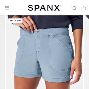 Spanx twill short 4” mountain blue sz L